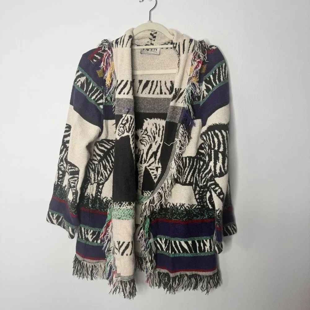 vintage Facets woven tapestry duster jacket one size